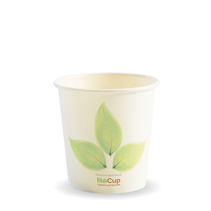 BioPak Single Wall Disposable Hot / Cold Coffee Takeaway Cups Leaf
