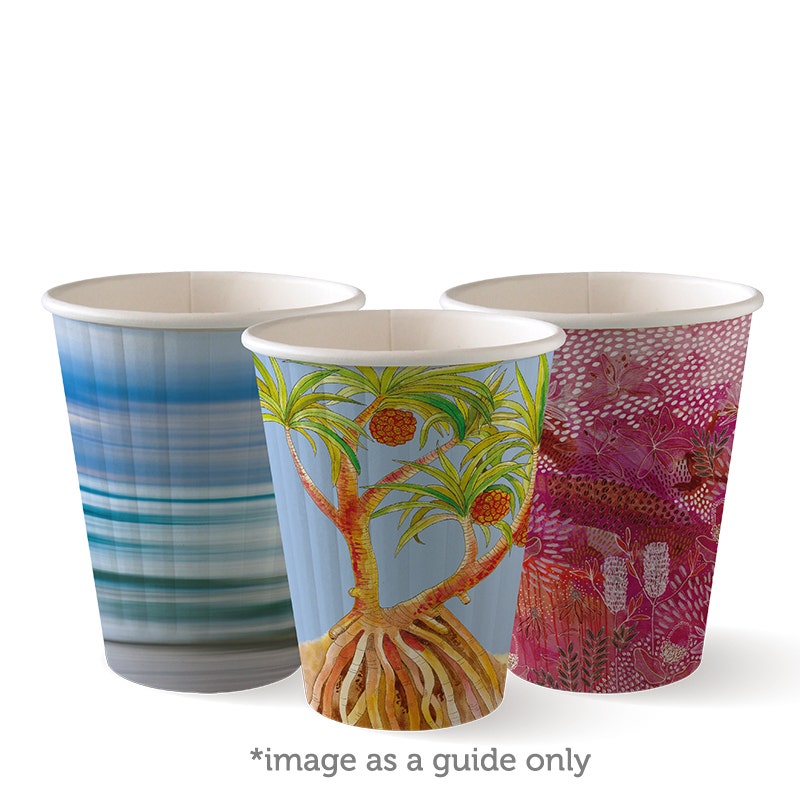 BioPak Double Wall Disposable Hot / Wet Coffee Cups Art Series
