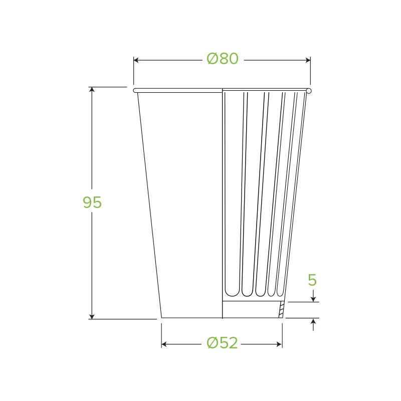 BioPak Double Wall Disposable Hot / Wet Coffee Cups Leaf