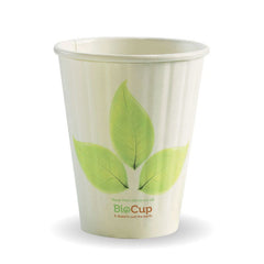 BioPak Double Wall Disposable Hot / Wet Coffee Cups Leaf