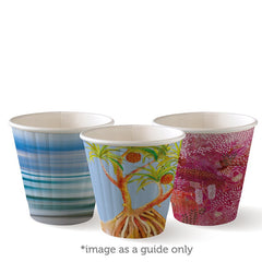 BioPak Double Wall Disposable Hot / Wet Coffee Cups Art Series
