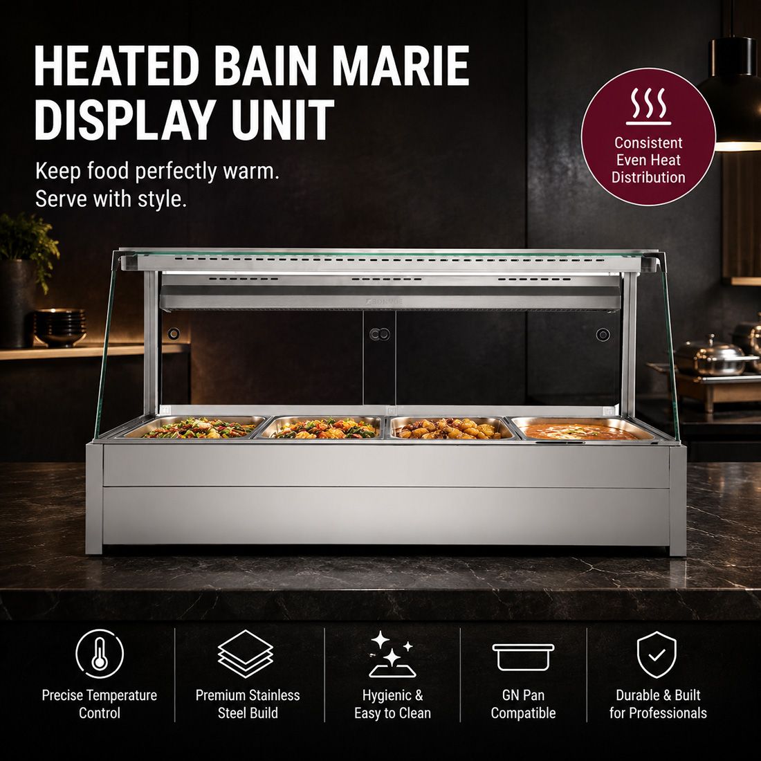 Bonvue Angled Countertop Wet and Dry Bain Marie BM14TC