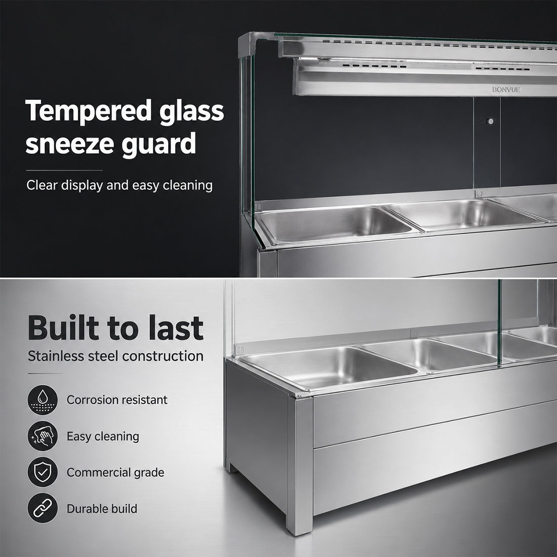 Bonvue Square Countertop Wet and Dry Bain Marie BM14SC