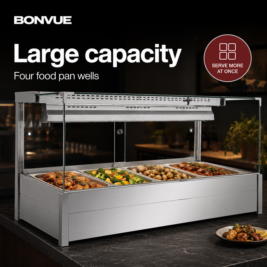 Bonvue Square Countertop Wet and Dry Bain Marie BM14SC