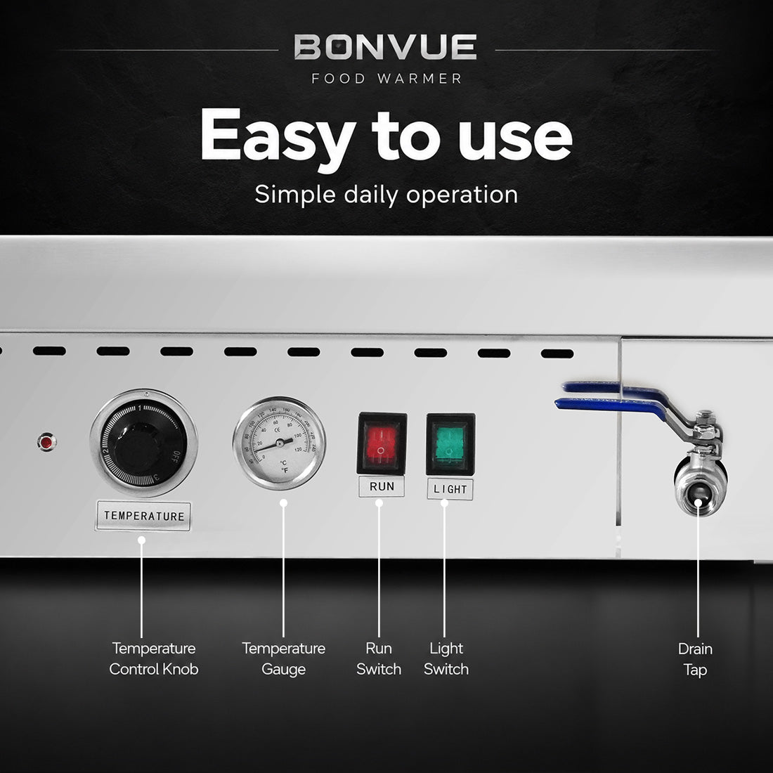 Bonvue Square Countertop Wet and Dry Bain Marie BM14SC