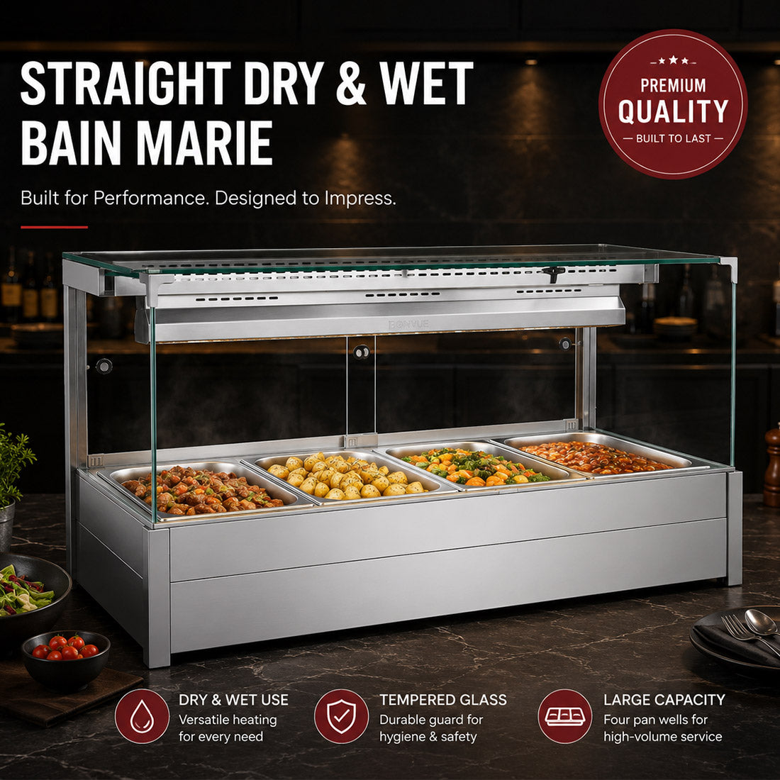 Bonvue Square Countertop Wet and Dry Bain Marie BM14SC