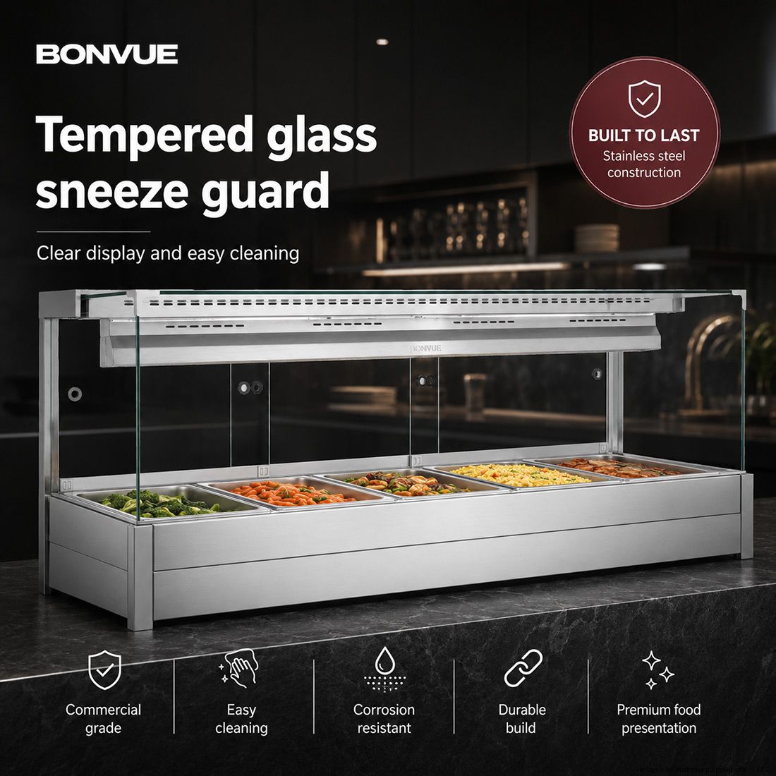 Bonvue Square Countertop Wet and Dry Bain Marie BM17SC