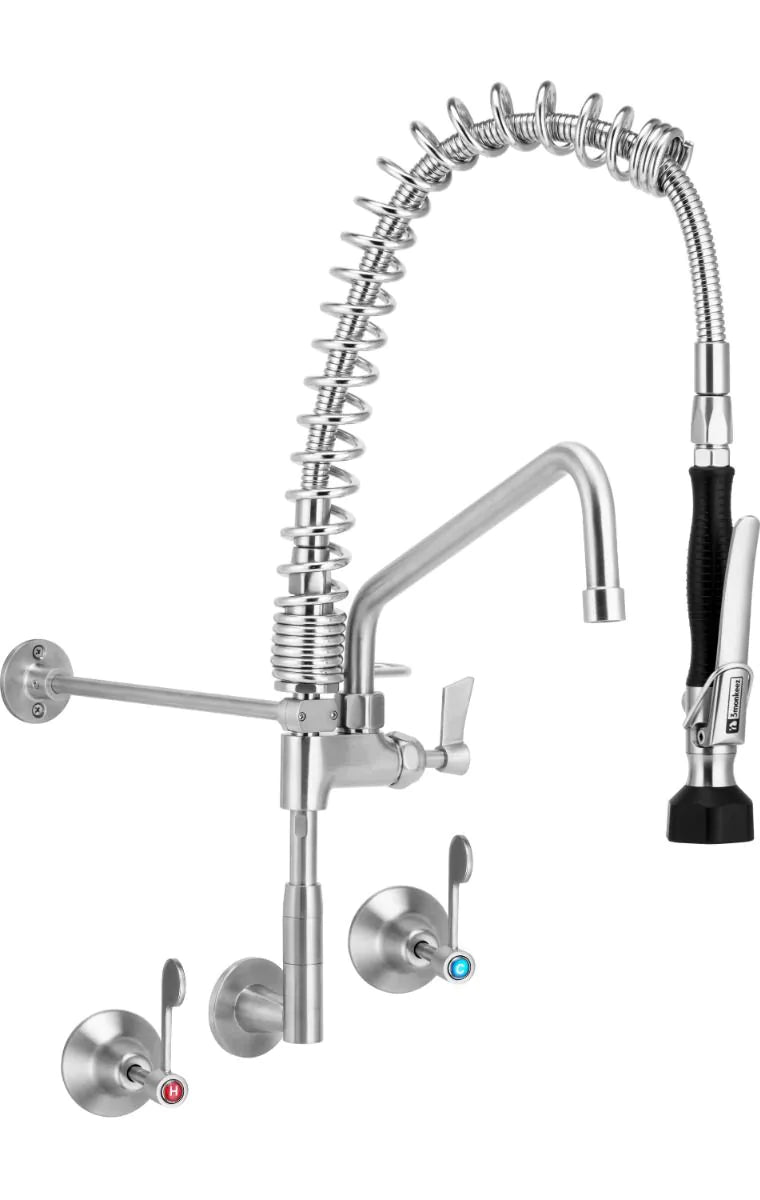 3Monkeez Compact Stainless Steel Wall Stops And Elbow Pre Rinse Unit Optional Pot Filler