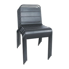 Bolero Slatted Steel Side Chairs Grey (Pack of 4)