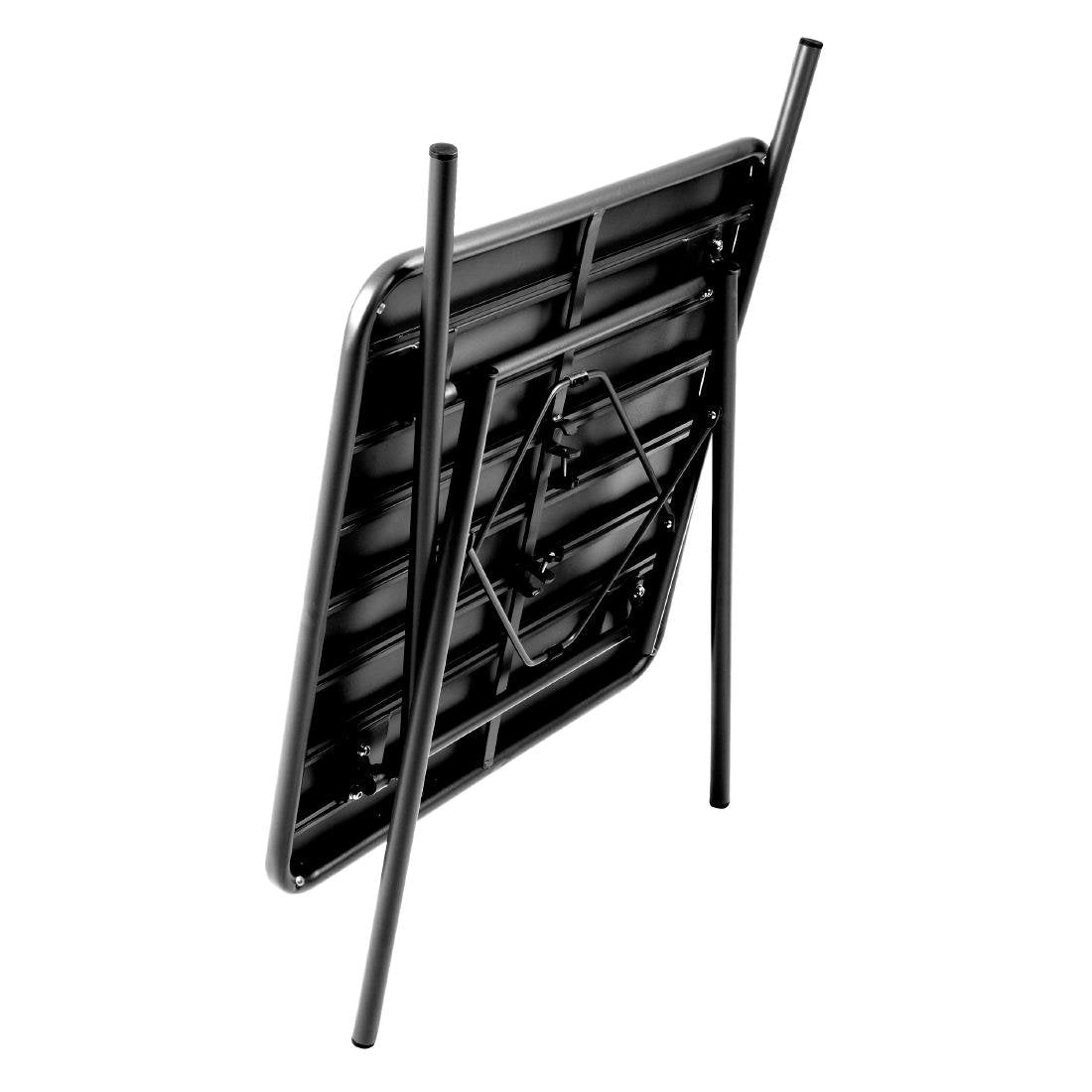 Bolero Square Slatted Steel Table Black 700mm