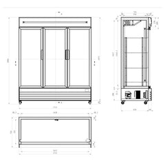 AG 1500L Triple Door Upright Display Fridge - Glass Door
