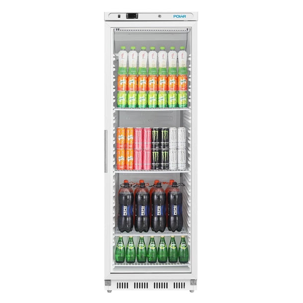 Polar C-Series Upright White Display Fridge - 400Ltr