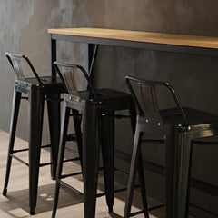 Bolero High Metal Bar Stools with Back Rests Black (Pack of 4)