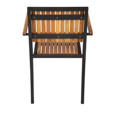 Bolero Steel & Acacia Armchair (Pack of 4)