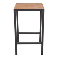 Bolero Square Steel and Acacia Bar Table 600mm