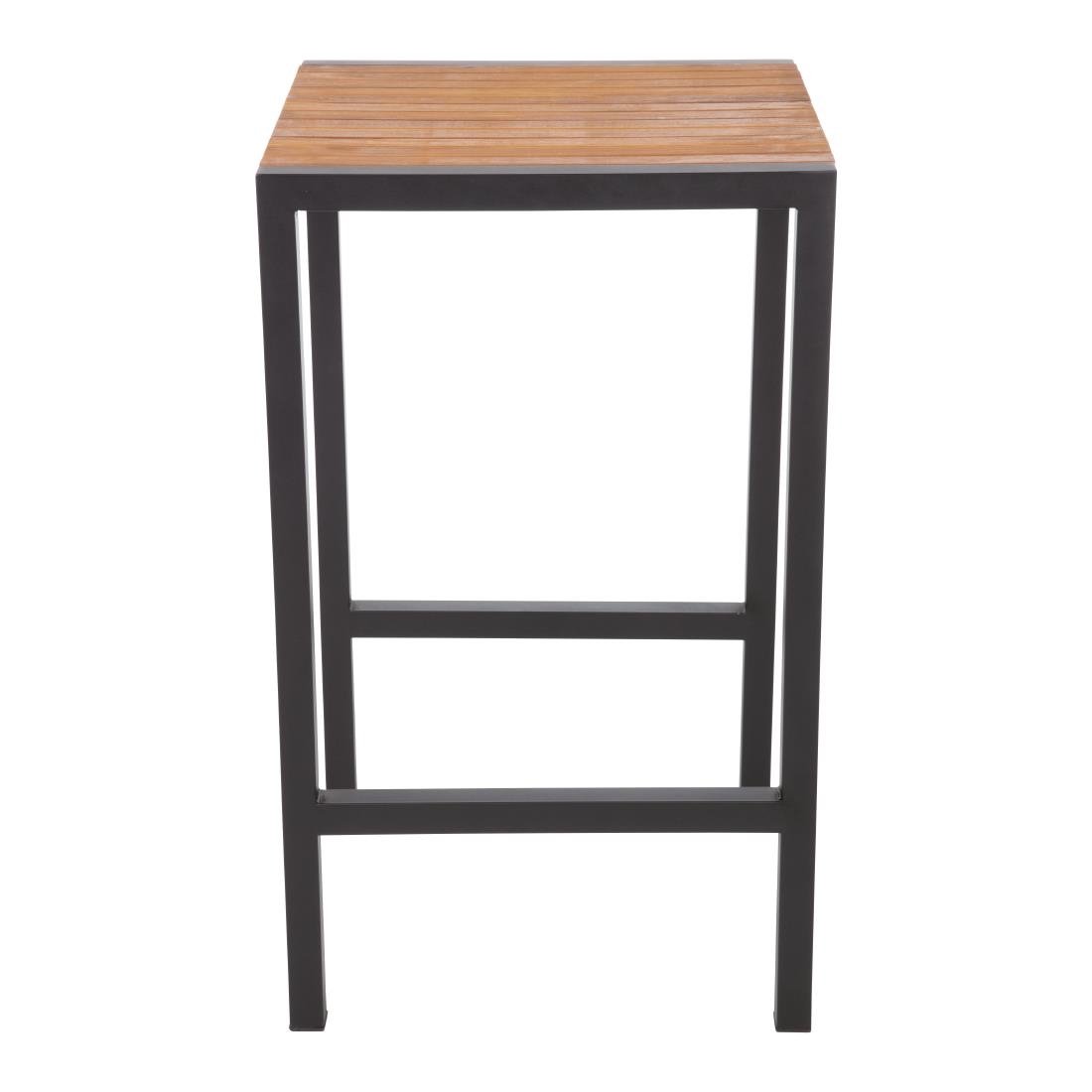 Bolero Square Steel and Acacia Bar Table 600mm
