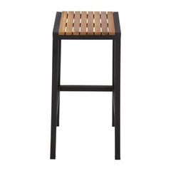 Bolero Black Steel & Acacia Wood Bar Stools (Pack of 2)