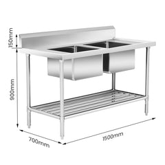Modular Systems DSB7-1500C/A Modular System Double Centre Sink Bench with Pot Undershelf