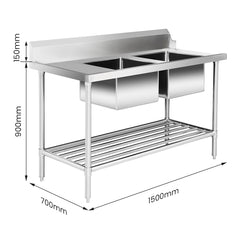 Modular Systems DSBD7-1500R/A Right Inlet Double Sink Dishwasher Bench