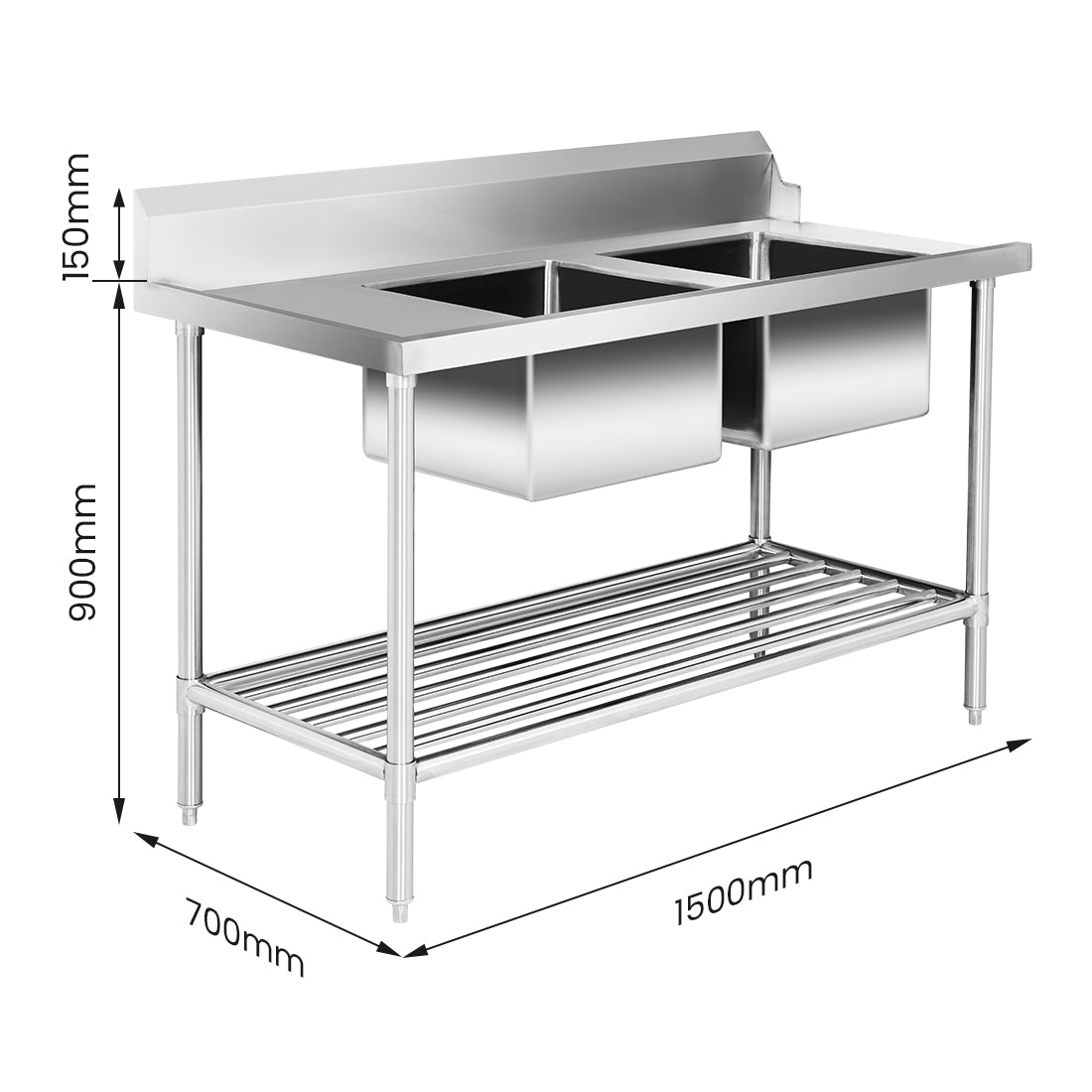 Modular Systems DSBD7-1500R/A Right Inlet Double Sink Dishwasher Bench