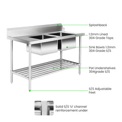 Modular Systems DSBD7-1500R/A Right Inlet Double Sink Dishwasher Bench