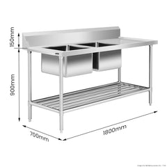 Modular Systems Left Inlet Double Sink Dishwasher Bench