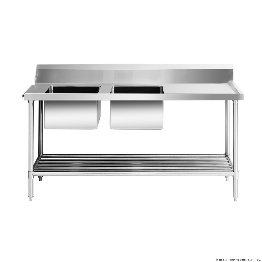 Modular Systems Left Inlet Double Sink Dishwasher Bench