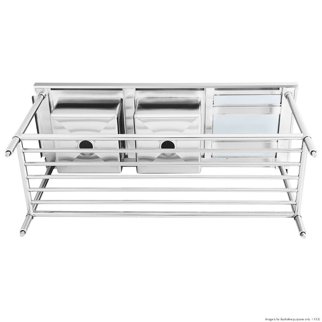 Modular Systems Left Inlet Double Sink Dishwasher Bench