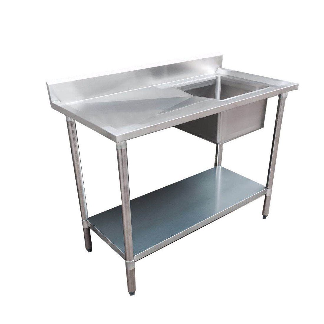 F.H.E 304 Grade Stainless Steel Economic Range Single Sink Benches - Right Sink