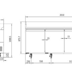 Atosa 3 Door Refrigerated Pizza Table EPF3485