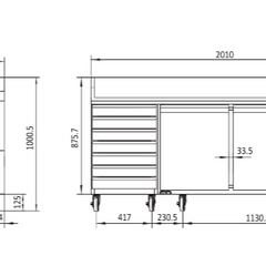Atosa 2 Door Refrigerated Pizza Table With Drawers EPF3480