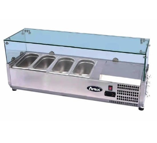 Atosa VRX GN1/4 x 5 Glass Salad Bench Countertop Prep Fridge 1200/330 ESL3880