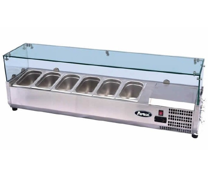 Atosa VRX GN1/3 x 6 Glass Salad Bench Countertop Prep Fridge 1500/380 ESL3884