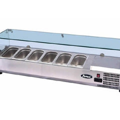 Atosa VRX GN1/4 x 6 Glass Salad Bench Countertop Prep Fridge 1400/330 ESL3861