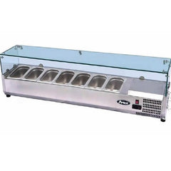 Atosa VRX GN1/4 x 7 Glass Salad Bench Countertop Prep Fridge 1500/330 ESL3883