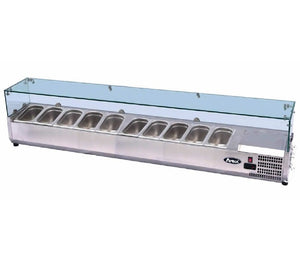 Atosa VRX GN1/3 x 9 Glass Salad Bench Countertop Prep Fridge 2000/380 ESL3890
