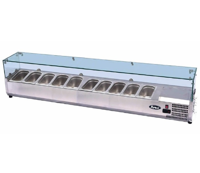 Atosa VRX GN1/4 x 10 Glass Salad Bench Countertop Prep Fridge 2000/330 ESL3889