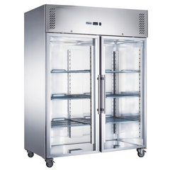 FED-X S/S Two Full Glass Door Upright Freezer XURF1410G2V - XURF1410G2V