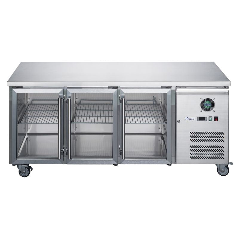 FED-X Three Glass Door Bench Fridge XUB7C18G3V - XUB7C18G3V
