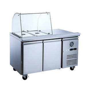 FED-X Two Door Salad Prep Fridge With Curve Glass Top XTHP2100SALGC