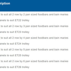 Roband stainless steel panels to suit "ET22" trolley ETP22