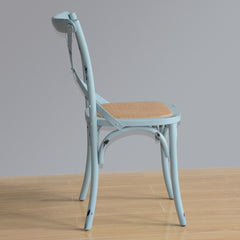 Bolero Blue Wooden Dining Chairs with Backrest (Pack of 2)