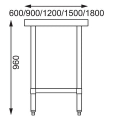 Vogue 430 Grade Stainless Steel Prep Table 700mm Depth