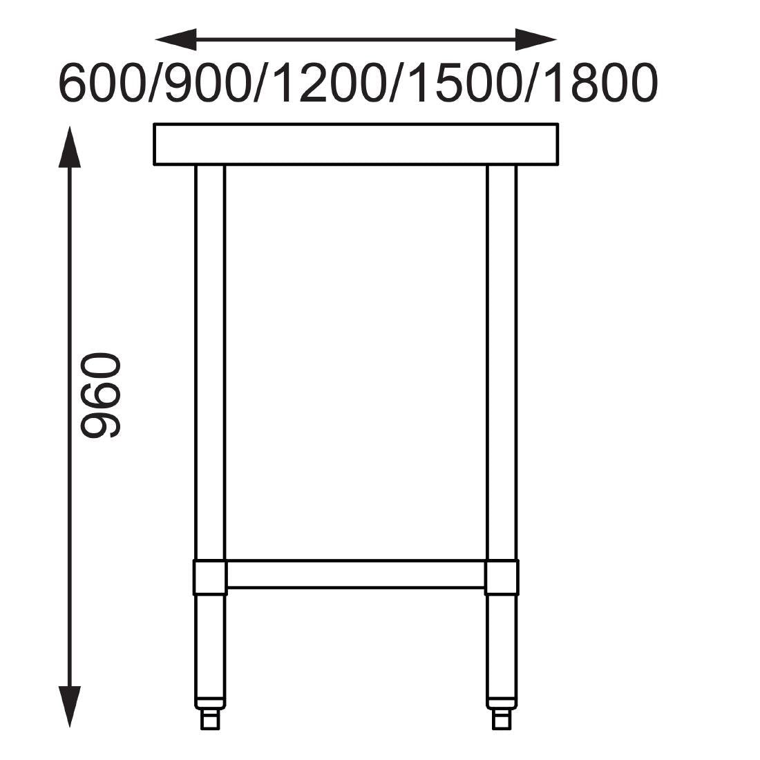 Vogue 430 Grade Stainless Steel Prep Table 700mm Depth