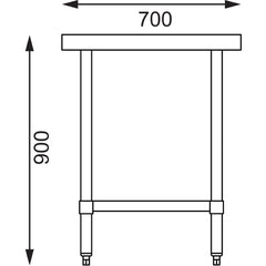 Vogue 430 Grade Stainless Steel Prep Table 700mm Depth