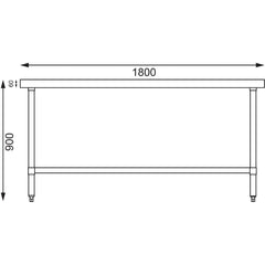 Vogue 304 Grade Stainless Steel Centre Table 900mm Depth