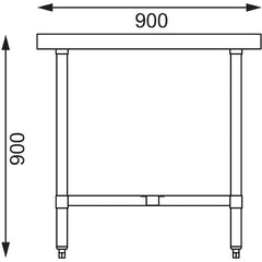 Vogue 304 Grade Stainless Steel Centre Table 900mm Depth