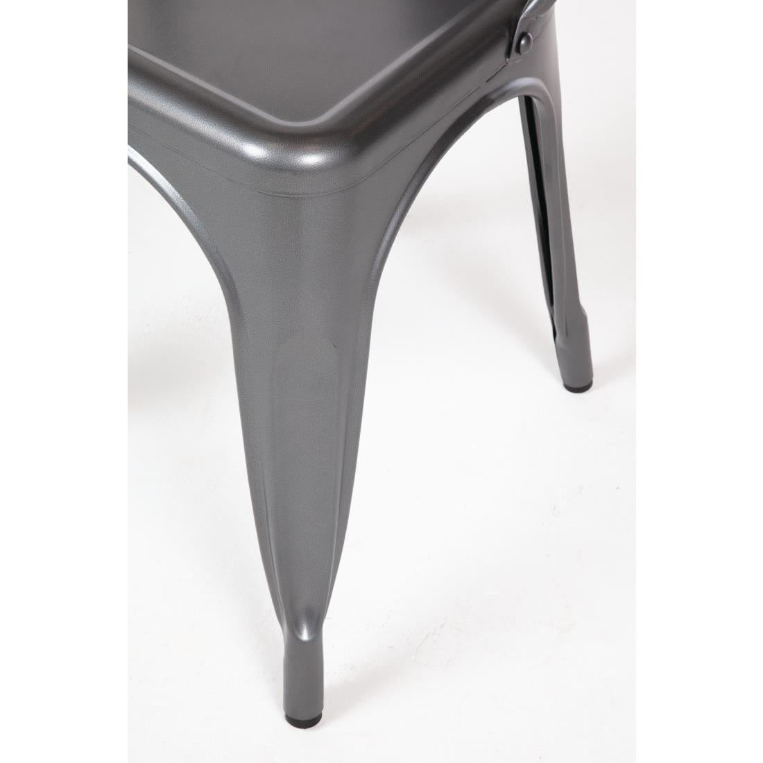 Bolero Gun Metal Grey Steel Bistro Side Chair (Pack of 4)