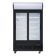 Polar G-Series Upright Sliding Door Display Cooler with Light Box 950Ltr Black