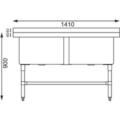 Vogue Double Deep Pot Sink 90mm Drain